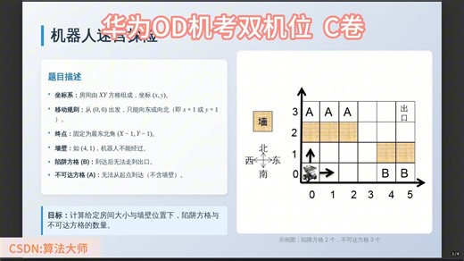 华为OD机考双机位C卷 - 机器人走迷宫问题