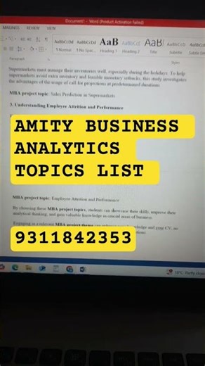 Amity top project topics for mba in business analytics | Project management