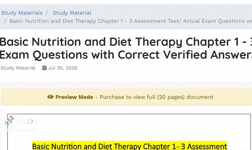 Basic Nutrition and Diet Therapy Study Guide