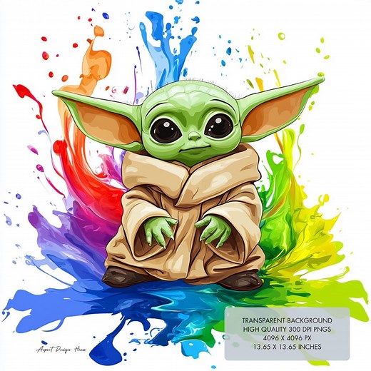 4 Baby Yoda PNG Clipart, Splash and Watercolor for Sublimation, TRANSPARENT BACKGROUND, High Resolution 300 Dpis, Instant Download Clip Art - Etsy