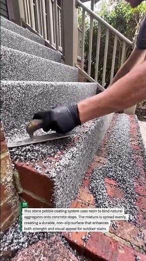 Stone Pebble Coating on Concrete Steps #Outdoor #Construction #DIY