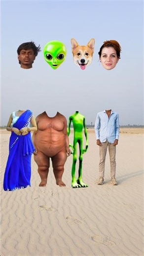 green alien vs big dog,& blue cute bhabhi dancing and headmatching #video