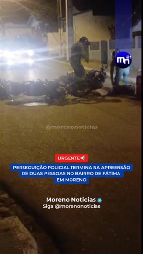 Dupla é detida após tentar fugir de Policiais do Moto Patrulhamento em Moreno Na noite desta segunda(26), dois homens foram detidos por policiais militares após perseguição à tentativa de fuga pelas ruas do bairro Nossa Senhora de Fátima, em Moreno. Ainda não informações oficiais sobre o motivo da perseguição e detenção dos indivíduos. Também não há informações do que foi aprendido. Em breve novas atualizações. Siga @morenonoticias Seu portal de notícias da cidade e região #MorenoPE #mn21 #moren