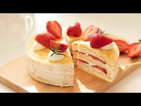 Strawberry Crepe Cake＊Without Oven｜HidaMari Cooking