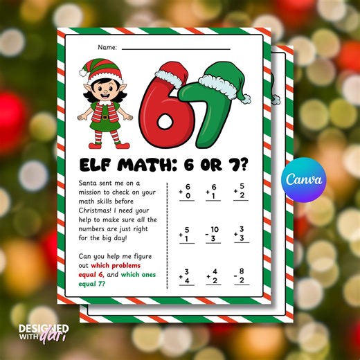 67 Elf Themed Math Worksheet, Elf Arrival Worksheet, Educational Activity, Fun Worksheets for Kids, Homeschool Resource - Etsy