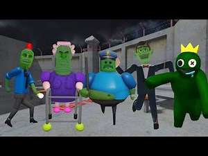 ZOMBIE Speed Run in 7 Scary Obby from Siren Cop Prison, Rainbow Friends, Mr Funny, Grumpy Gran