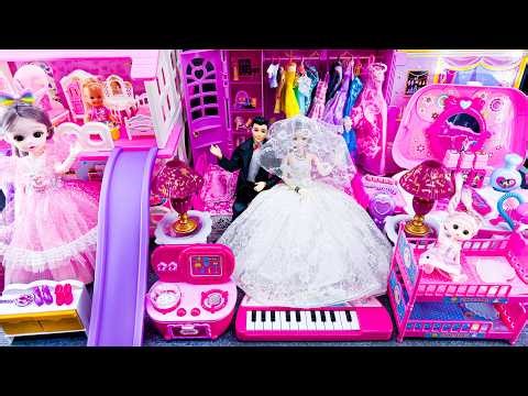 12 Minutes Satisfying Unboxing Barbie Princess Wedding Bedroom Playset, Bunk Bed & Slide Toys Review