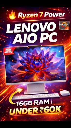 lenovo aio ryzen 7 🔥 16GB RAM All-in-One Computer Under ₹60000 | Best Desktop 2026 #lenovoaio