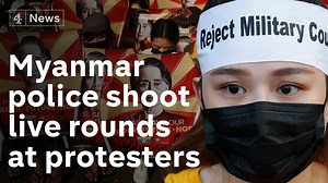 31K views · 368 reactions | At least two people have been killed in Myanmar after riot police fired live rounds to disperse crowds protesting against the military coup. | Channel 4 News | Facebook