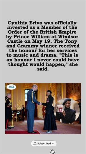 Wicked Star Cynthia Erivo Receives MBE Honour from Prince William at Windsor Castle👑 #shorts #foryou