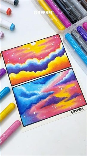 Tutorial paling mudah menggambar langit dan awan warna-warni menggunakan Silky Crayons Greebel 😍⛅️