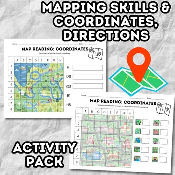 Mapping Skills & Coordinate Grid Directions Activity Pack | Elementary Geography