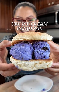 UBE ICE CREAM PANDESAL is a unique and delicious dessert or snack that I grew up with in the Philippines. This innovative treat combines the classic Filipino bread, pandesal (toasting is optional but highly recommended) with a scoop of creamy ice cream. The crispy and slightly sweet pandesal serves as the perfect vessel for a variety of ice cream flavors. It's definitely worth a try! WOULD YOU TRY IT? #ube #filipino #pinoy #filipinofood #snackideas #icecream #pandesal #pinoyfood #filipinoamerica