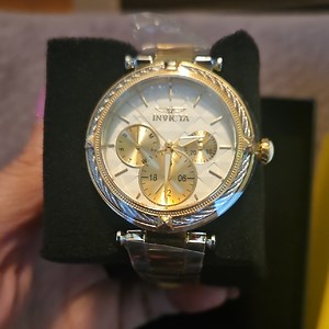 Invicta Women's Gold and Silver Dial Chronograph Bracelet Watch