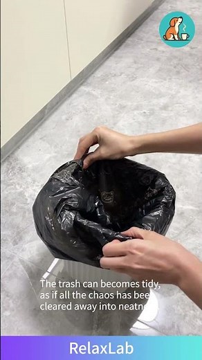 The trash can becomes tidy, as if all the chaos has been cleared away into neatness.