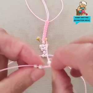 Macrame bracelet with bow beaded 🎀🩷 | Hobby Knitting Decoration Ideas