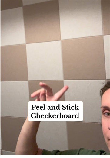 It's not a big beautiful laundry room but it's still cute! We put up felt squares from @FeltRight and they've held up for years. #walldecoration #peelandstick #easydiy