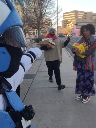 I accidentally used my secret psychokinesis on @Dr. Petty Biggs 🤭🤭 also, thanks to @sir.blackenstein and @chlochloviolet for helping get loads of these donations handed out!! :D I stopped showing the direct video of us giving out to unhoused people as I dont want them feeling like theyre some prop for my videos 💔 but so many people were grateful for the donations YOU ALL helped me get! tysm everyone!!! #activism #progressive #leftist #superheroes #rlsh