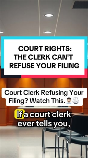 Court clerks refusing filings explained. Clerks cannot deny filings based on content — that’s a judge’s role. Learn how filings, records, and deadlines really work in the Courtroom Rights Edition (2026). 🇺🇸 Court clerk refused filing File stamp as received Clerk supervisor court filing How to file motion pro se Justice files #selfrepresented #knowyourrights #courtmotion #courtrights #justicefiles