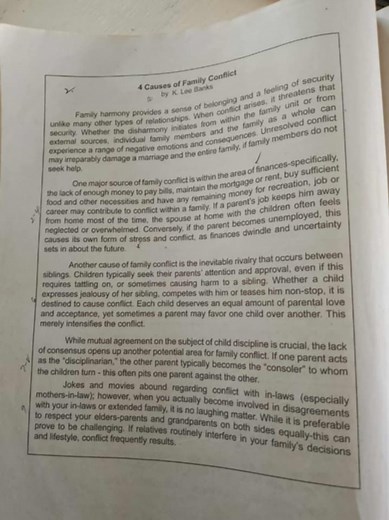 4 Causes of Family Conflict by K. Lee BanksFamily harmony pro... | Filo