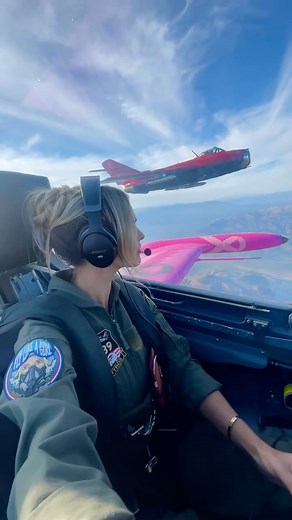 Kinsey on Instagram: "New YouTube video live!!! The Pink L-39 for breast cancer awareness 🩷 @jetgirlstephanie invited me to come with her to bring this beauty to Apple Valley air show and this was the best day EVER. Stephanie is the coolest pilot ever. @highalphaairshows flying the Russian Mig @thepinkjet #aviation #femalepilot #planes #pilot"