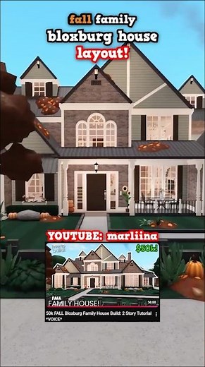 🎃2 Story FALL Bloxburg House LAYOUT for Family Roleplay! #bloxburg #roblox #shorts #robloxbloxburg