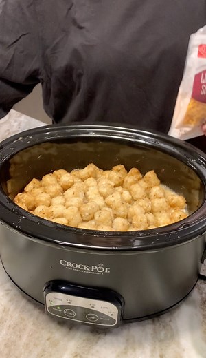 14K views · 323 reactions | easy tater tot casserole wife makes easy crockpot dinner using tater tots. yum this original video was produced by Rick Lax productions, and Hanna and Zechariah | Hanna and Zechariah | Facebook