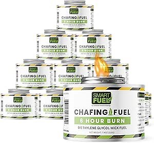 Smart Fuel 6-Hour Chafing Fuel Cans - Canned Heat Fuel for Chafing Dishes, Food Warmers, Buffet Warmers, Gel Fuel, Sterno Fuel, Chafer Fuel, 6 Hour Fuel - 7.4 oz, 12-Pack