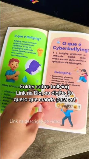 Folder sobre bullying. Link na descrição do vídeo.