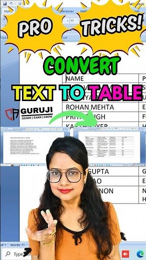 Text to table in seconds #shorts