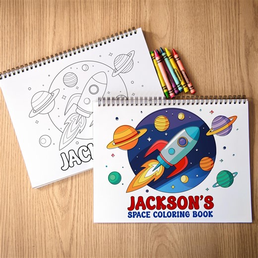 Kids Personalized Astronaut Coloring Book, Custom Boys Coloring Books With Name, Stocking Stuffers, Space Rocket Ship Color Party Favor - Etsy