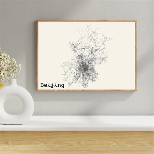 Beijing City Map Art Printable, Minimalist Black Line Art (digital Download A2 A3 A4) - Etsy