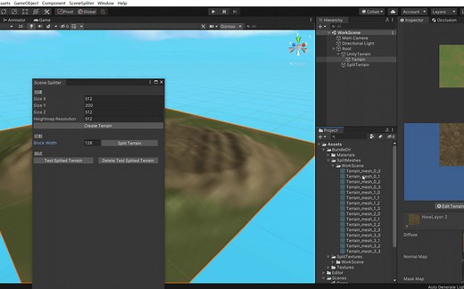 Unity 大地形切割工具和九宫格加载地块研究，目前实现还很简陋，仅做效果展示