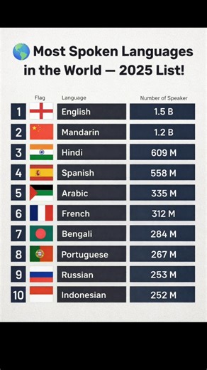 Most Spoken Languages in the World (2025) 🌍🗣️