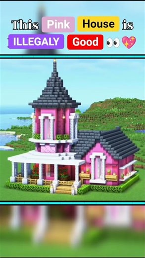 Aesthetic Pink Tower House #minecraft #shorts