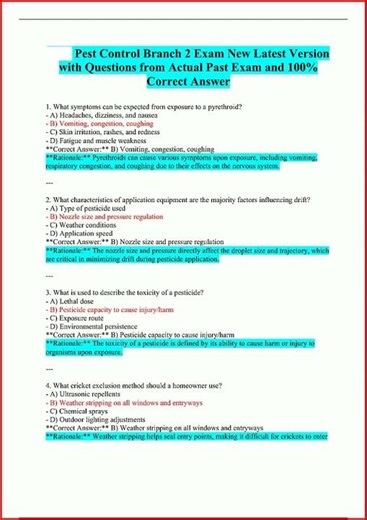 Pest Control Branch 2 Exam New Latest Version With Questions video