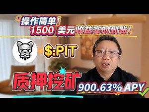 马上行动！质押PIT赚900.63%年化收益，零风险挖矿！每天都是收益！