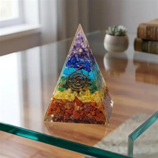 Handmade 7 Chakra Crystal Pyramid for Energy Balancing and Meditation Decor - Etsy