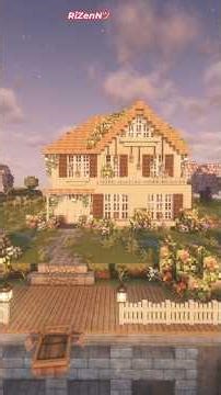 UNIQUE Birch family house 🌅 #cottagecore #easybuild #minecraft #aesthetic