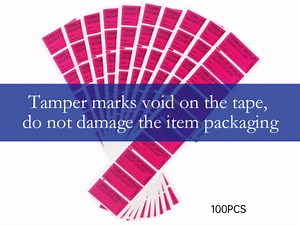 100Pcs Tamper Evident Security Stickers 1x2 inch Red No Transfer No Damage to Protected Item Tamper Proof Labels Safety Torn up Invalid Seals Tape (Red)