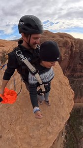 A freak out has never looked better! Congrats and happy birthday! Her19 year old jumped, but her 14 year old was was pretty disappointed. I’m considering a deal with him for his18th birthday. How should he earn a jump? #family #memory #birthday #mom #adventure | Tandem BASE Moab