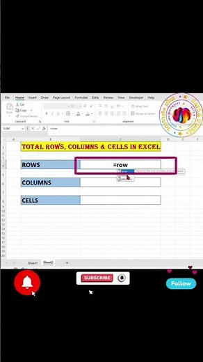 🔥 Excel ROWS, COLUMNS & CELLS Count Easy Formula Trick! 📊