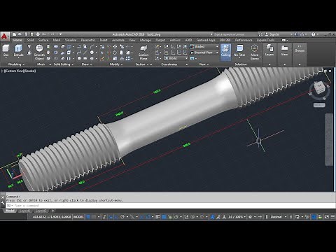 autoCAD 3D, Stud bolt, how to drawing stud bolt