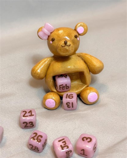 Polymer Clay Teddy Bear Block Calendar | Handmade Kawaii Desk Decor - Etsy