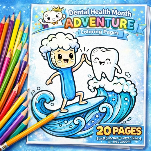 Dental Health Month Coloring Pages | Fun Tooth Adventure Activities for Kids | Educational Dental Printable - Etsy