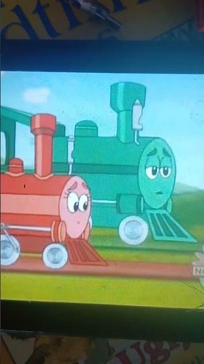 the green train and red train get hot and tired on the way.