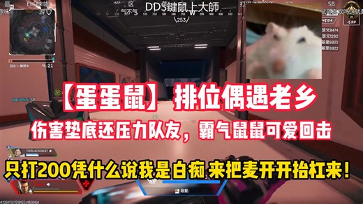 【蛋蛋鼠】排位偶遇老乡，伤害垫底还压力队友，鼠鼠可爱回击“只打200凭什么说我是白痴，来把麦开开抬杠来！”