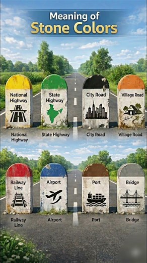 Meaning of Stone Colors Beside Road Lines