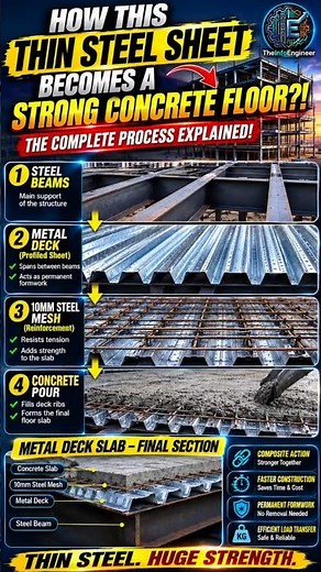 How This THIN STEEL SHEET Becomes a CONCRETE FLOOR 🤯 | Metal Deck Slab Explained