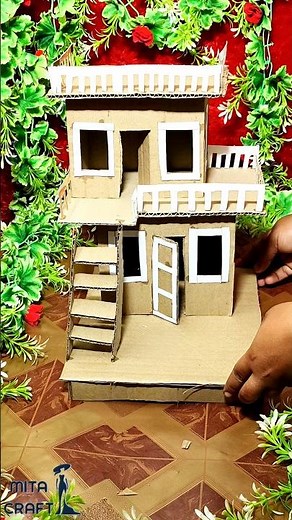 ,DIY Cardboard House,Miniature House Craft,Best Out Waste House Model,School Project #Craft#shorts